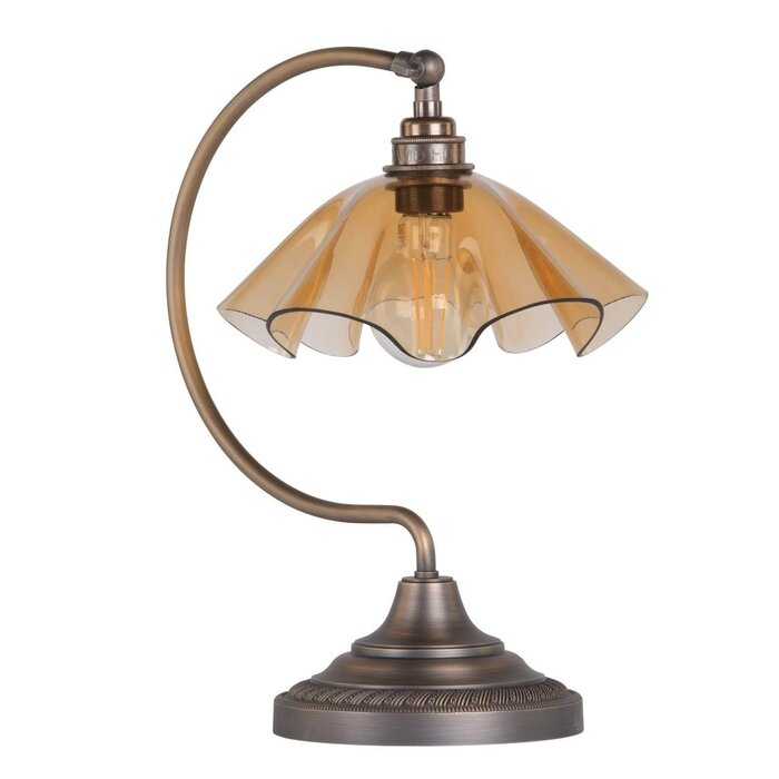 Ethel - Amber Glass and Antique Brass Table Lamp - David Hunt