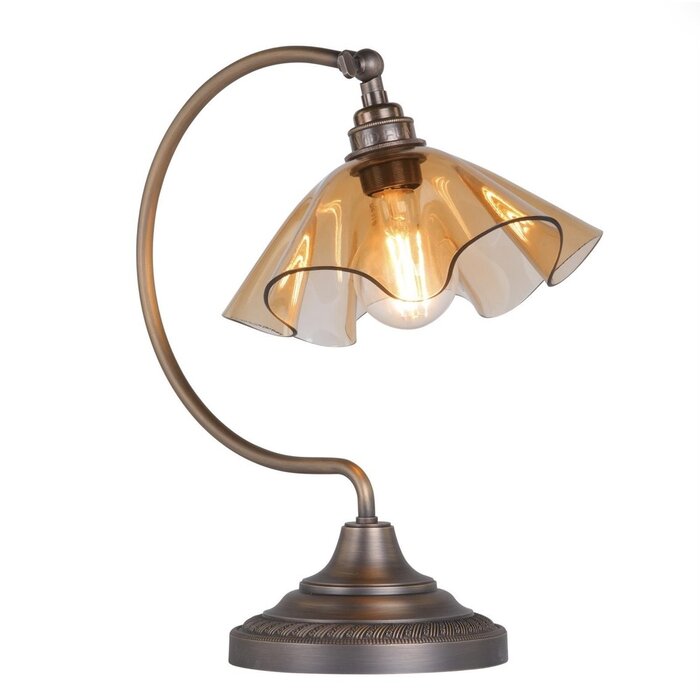 Ethel - Amber Glass and Antique Brass Table Lamp - David Hunt