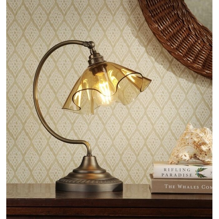Ethel - Amber Glass and Antique Brass Table Lamp - David Hunt