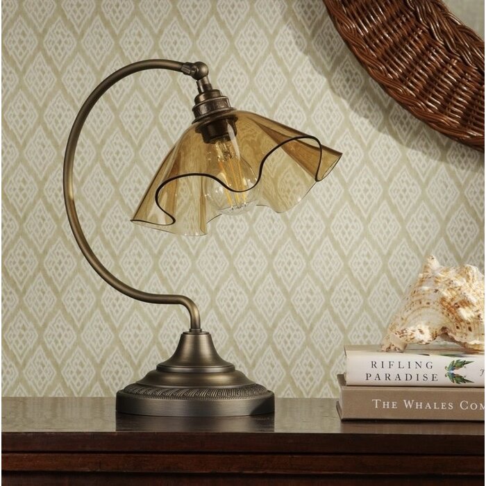 Ethel - Amber Glass and Antique Brass Table Lamp - David Hunt
