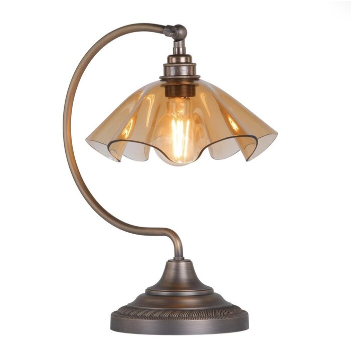 Ethel - Amber Glass and Antique Brass Table Lamp - David Hunt