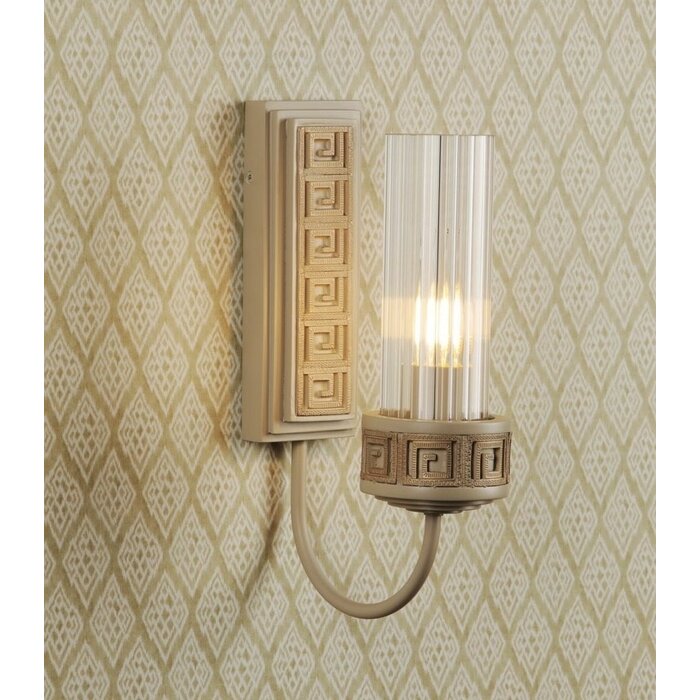 Plato - Ribbed Glass Wall Light in Hand-Brushed Cream & Gold - David Hunt