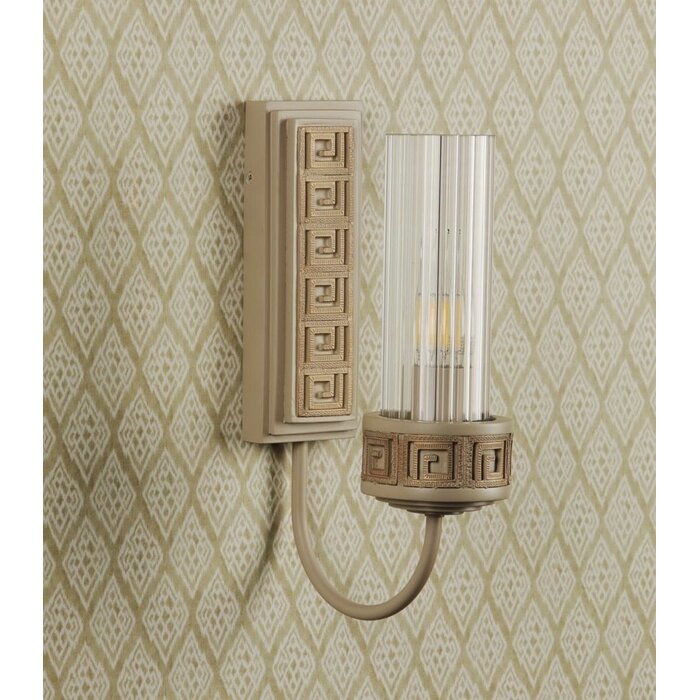 Plato - Ribbed Glass Wall Light in Hand-Brushed Cream & Gold - David Hunt