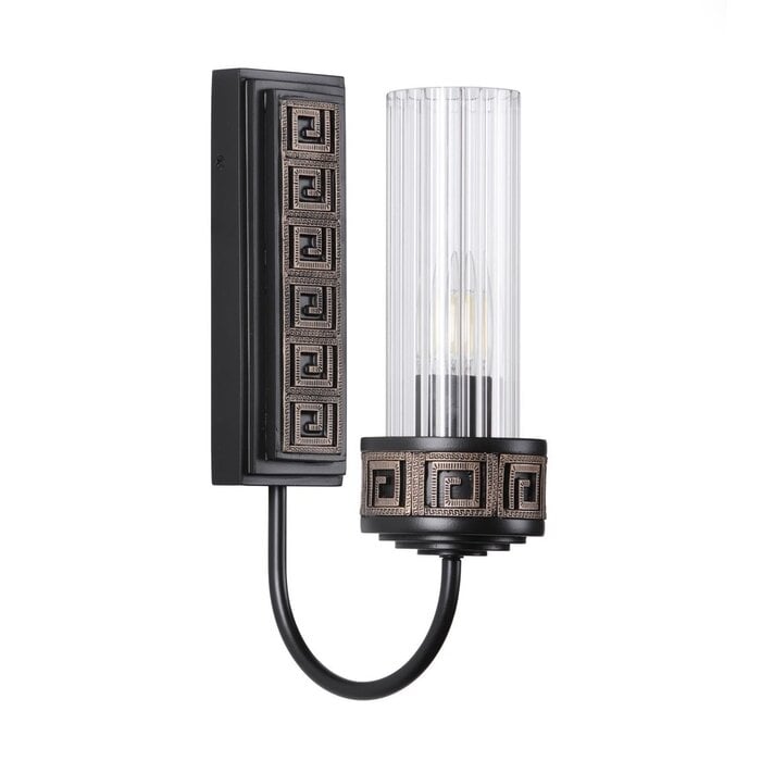 Plato - Ribbed Glass Wall Light in Hand-Brushed Black & Gold - David Hunt