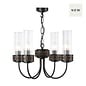 Plato - 4 Light Ribbed Glass Ceiling Pendant in Hand-Brushed Black & Gold - David Hunt