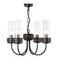 Plato - 4 Light Ribbed Glass Ceiling Pendant in Hand-Brushed Black & Gold - David Hunt