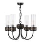 Plato - 4 Light Ribbed Glass Ceiling Pendant in Hand-Brushed Black & Gold - David Hunt