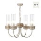 Plato - 4 Light Ribbed Glass Ceiling Pendant in Hand-Brushed Cream & Gold - David Hunt