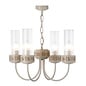 Plato - 4 Light Ribbed Glass Ceiling Pendant in Hand-Brushed Cream & Gold - David Hunt