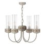 Plato - 4 Light Ribbed Glass Ceiling Pendant in Hand-Brushed Cream & Gold - David Hunt