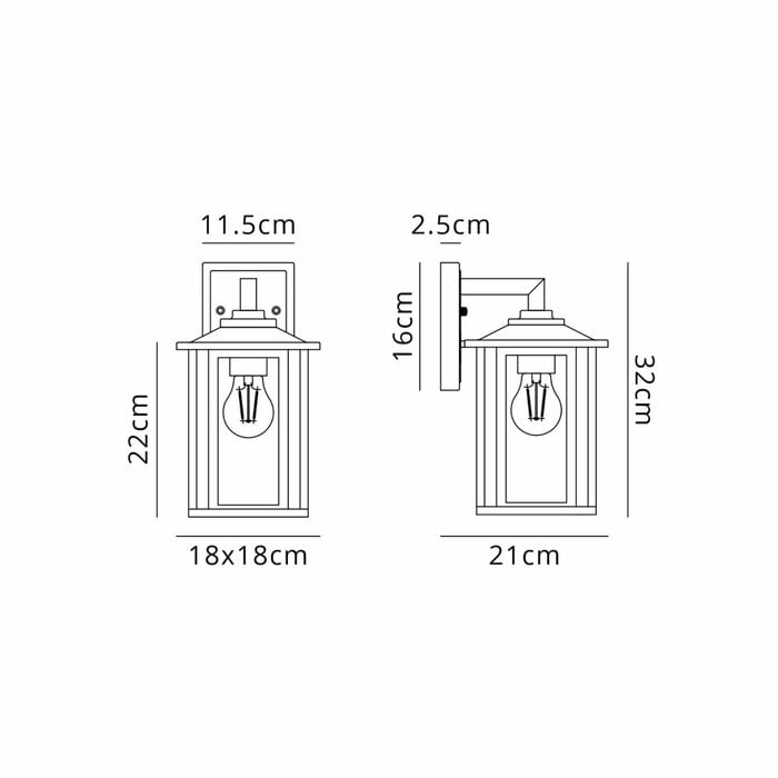 Nova - Outdoor Wall Light in Satin Black - Small