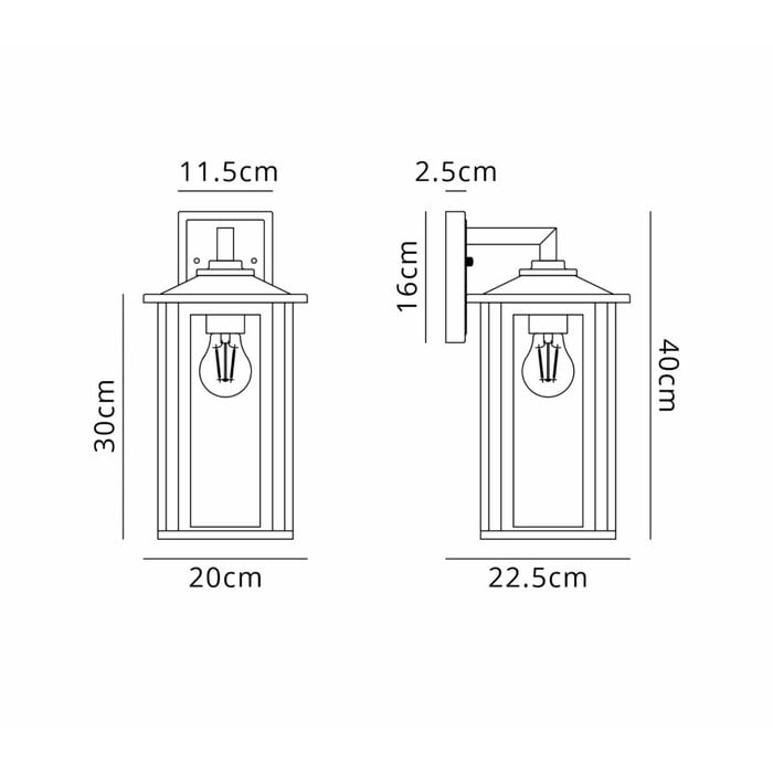 Nova - Outdoor Wall Light in Satin Black - Medium