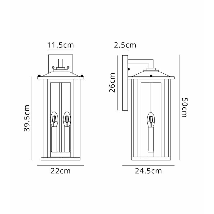 Nova - Outdoor Wall Light in Satin Black - Large
