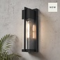 Studley - Outdoor Flush Wall Light - Satin Black with Seeded Clear Glass