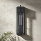 Studley - Outdoor Flush Wall Light - Satin Black with Seeded Clear Glass