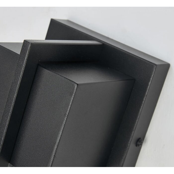 Studley - Outdoor Flush Wall Light - Satin Black with Seeded Clear Glass
