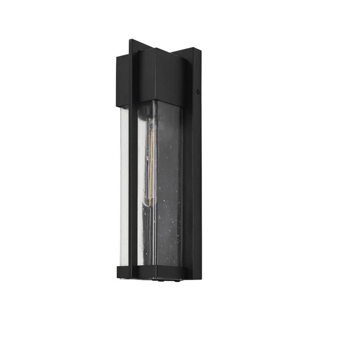 Studley - Outdoor Flush Wall Light - Satin Black with Seeded Clear Glass