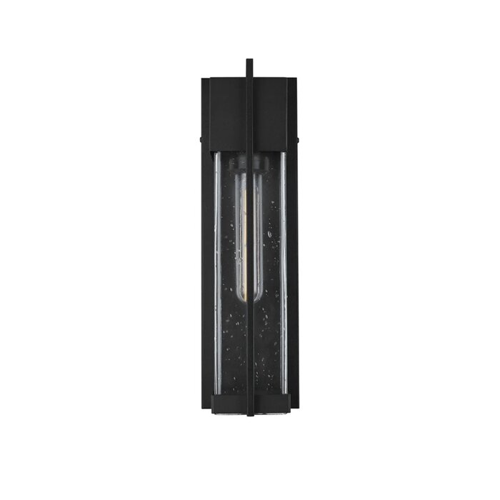 Studley - Outdoor Flush Wall Light - Satin Black with Seeded Clear Glass