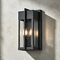 Studley - 2 Light Outdoor Flush Wall Light - Satin Black with Seeded Clear Glass