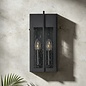 Studley - 2 Light Outdoor Flush Wall Light - Satin Black with Seeded Clear Glass