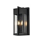 Studley - 2 Light Outdoor Flush Wall Light - Satin Black with Seeded Clear Glass