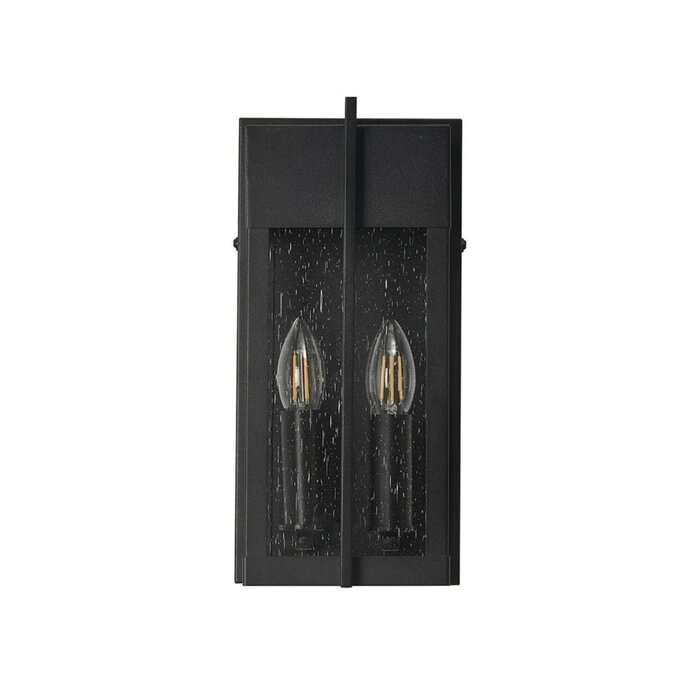 Studley - 2 Light Outdoor Flush Wall Light - Satin Black with Seeded Clear Glass