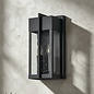 Studley - 2 Light Outdoor Flush Wall Light - Satin Black with Seeded Clear Glass