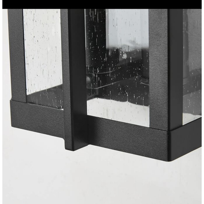 Studley - 2 Light Outdoor Flush Wall Light - Satin Black with Seeded Clear Glass