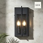 Studley - 2 Light Outdoor Flush Wall Light - Satin Black with Seeded Clear Glass