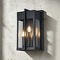 Studley - 3 Light Outdoor Flush Wall Light - Satin Black with Seeded Clear Glass