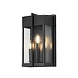 Studley - 3 Light Outdoor Flush Wall Light - Satin Black with Seeded Clear Glass
