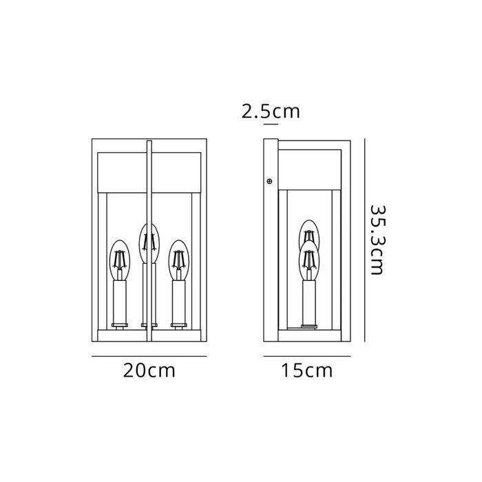 Studley - 3 Light Outdoor Flush Wall Light - Satin Black with Seeded Clear Glass