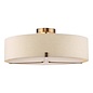 Santino 3 Light Semi-Flush Antique Bronze With Natural Linen Shade