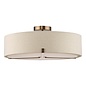 Santino 3 Light Semi-Flush Antique Bronze With Natural Linen Shade