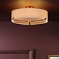 Santino 3 Light Semi-Flush Antique Bronze With Natural Linen Shade