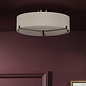 Santino 3 Light Semi-Flush Antique Bronze With Natural Linen Shade