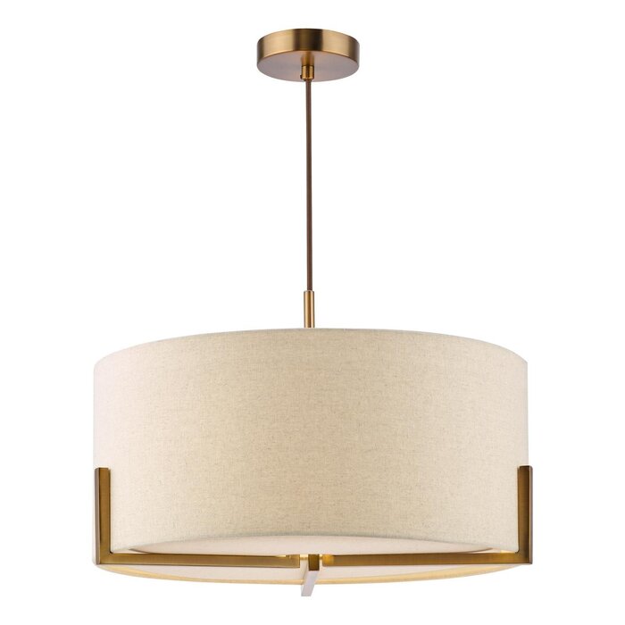 Santino 3 Light Pendant Antique Bronze and Natural With Natural Linen Shade