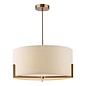 Santino 3 Light Pendant Antique Bronze and Natural With Natural Linen Shade