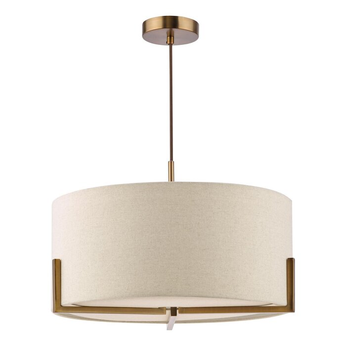 Santino 3 Light Pendant Antique Bronze and Natural With Natural Linen Shade