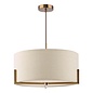 Santino 3 Light Pendant Antique Bronze and Natural With Natural Linen Shade