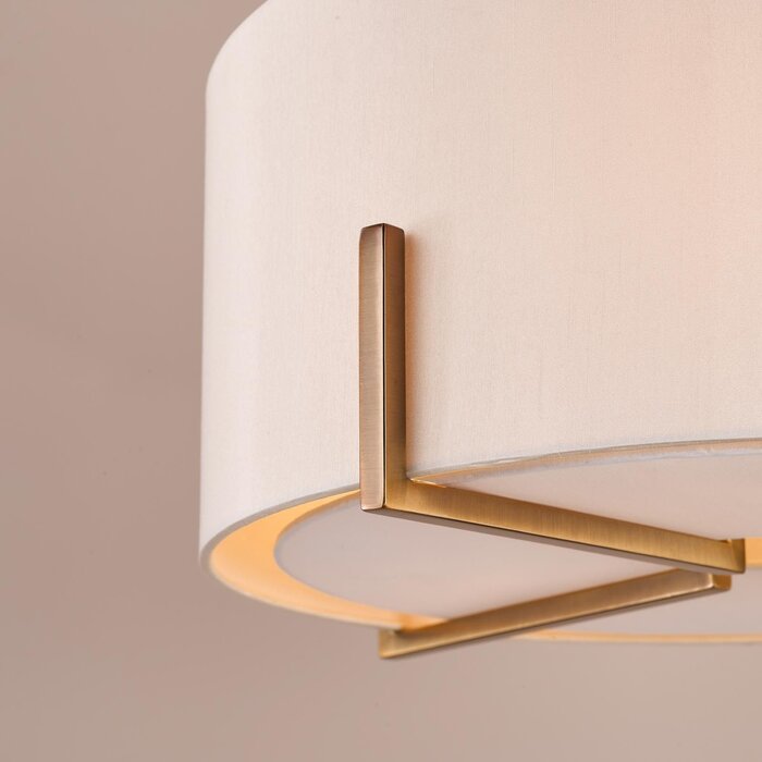 Santino 3 Light Pendant Antique Bronze and Natural With Natural Linen Shade
