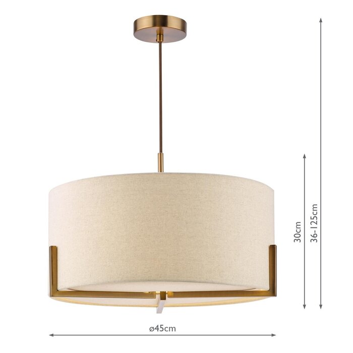 Santino 3 Light Pendant Antique Bronze and Natural With Natural Linen Shade
