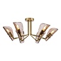 Ordelle - 6 Light Adjustable Semi-Flush Ceiling Light - Antique Bronze and Tea Smoked Glass