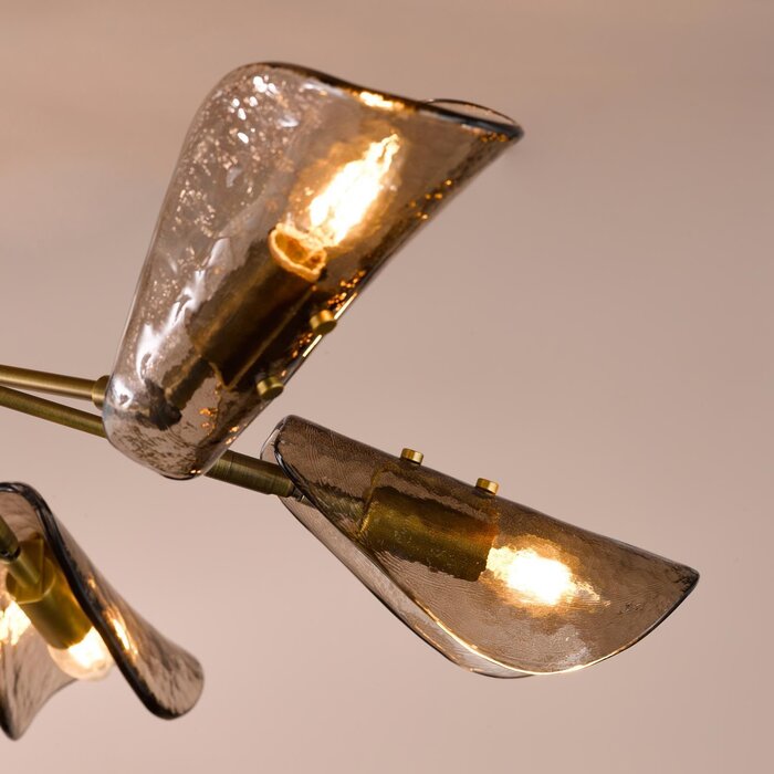 Ordelle - 6 Light Adjustable Semi-Flush Ceiling Light - Antique Bronze and Tea Smoked Glass