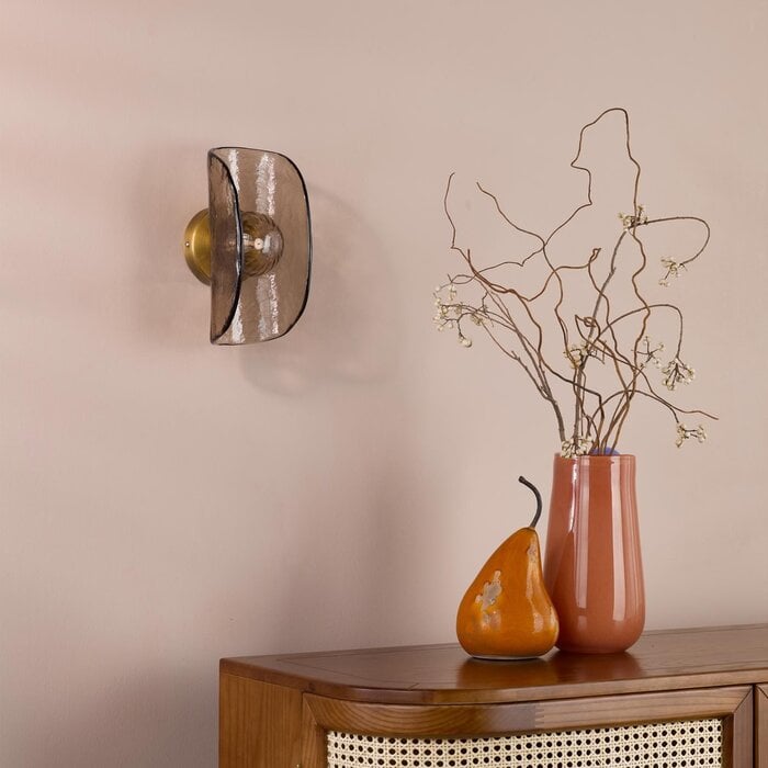 Megara - Wall Light - Antique Bronze and Tea Smoked Glass