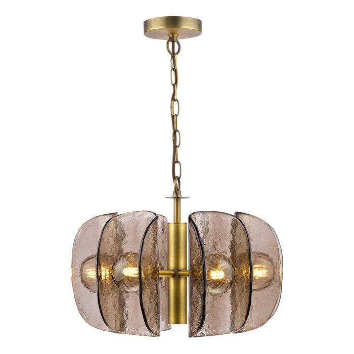 Megara - 6 Light Ceiling Pendant - Antique Bronze and Tea Smoked Glass