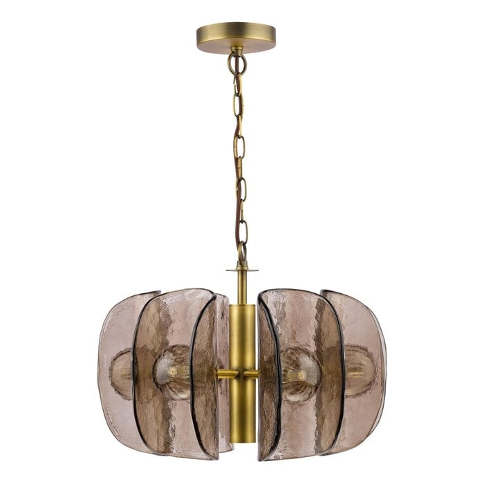 Megara - 6 Light Ceiling Pendant - Antique Bronze and Tea Smoked Glass