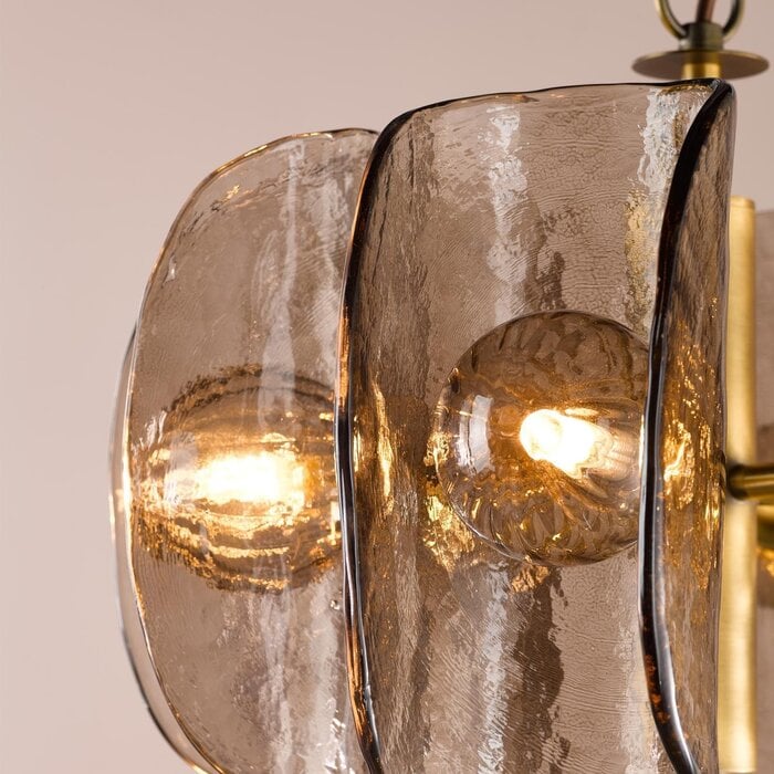 Megara - 6 Light Ceiling Pendant - Antique Bronze and Tea Smoked Glass