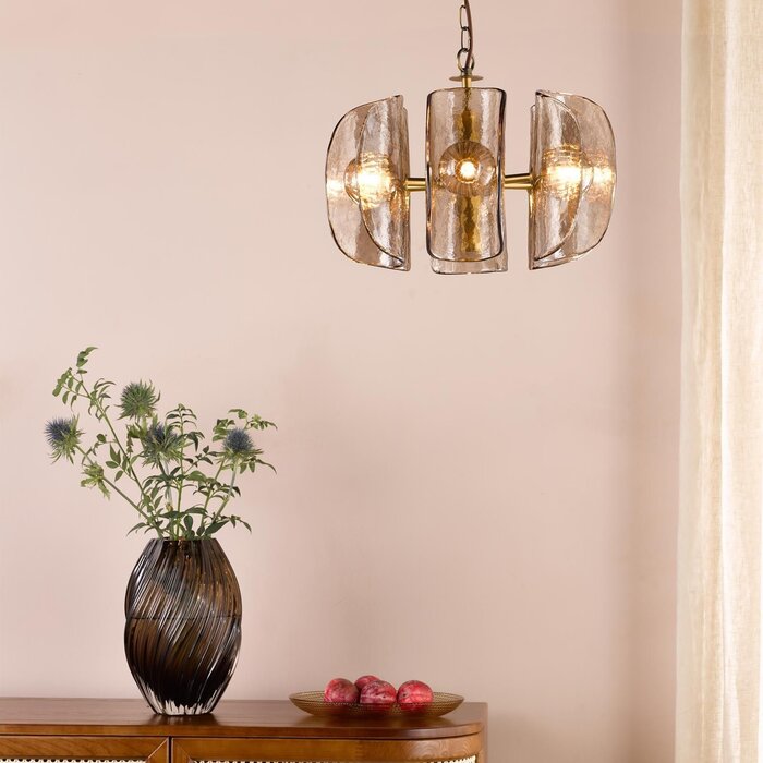 Megara - 6 Light Ceiling Pendant - Antique Bronze and Tea Smoked Glass