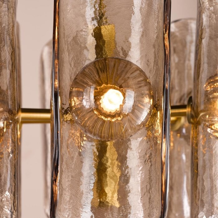 Megara - 6 Light Ceiling Pendant - Antique Bronze and Tea Smoked Glass